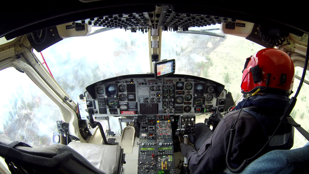 Interior of helicopter cockpit